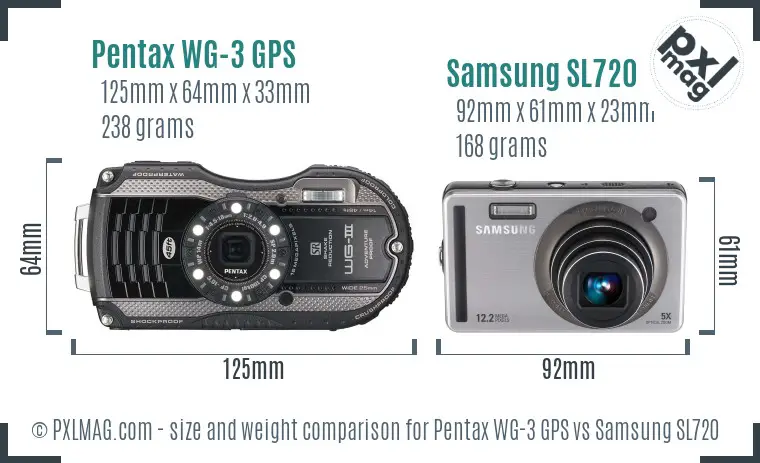 Pentax WG-3 GPS vs Samsung SL720 size comparison
