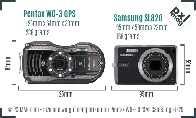 Pentax WG-3 GPS vs Samsung SL820 size comparison
