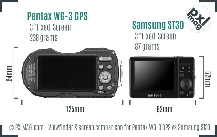 Pentax WG-3 GPS vs Samsung ST30 Screen and Viewfinder comparison