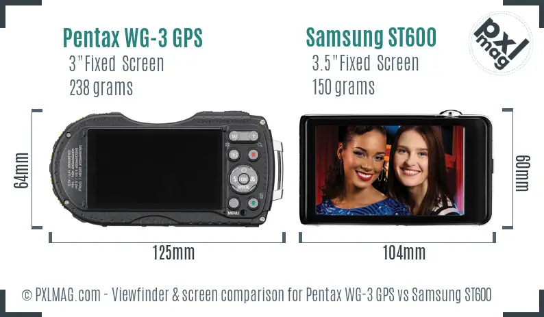 Pentax WG-3 GPS vs Samsung ST600 Screen and Viewfinder comparison