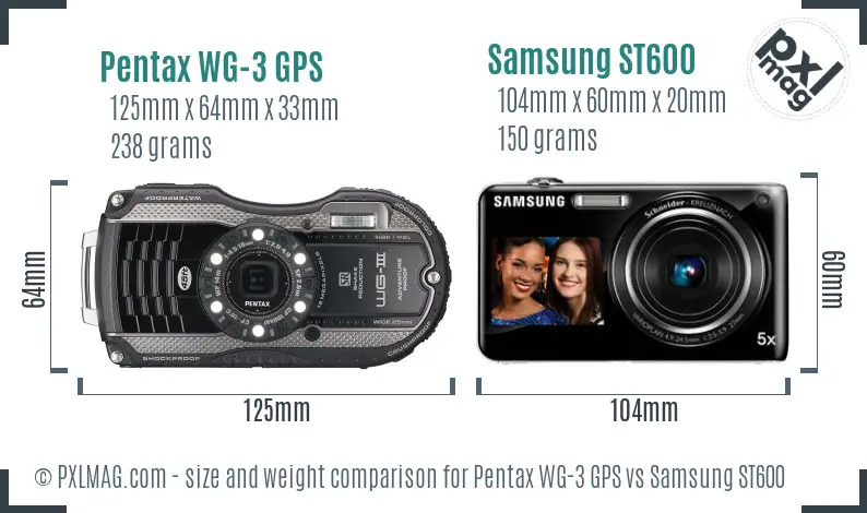 Pentax WG-3 GPS vs Samsung ST600 size comparison