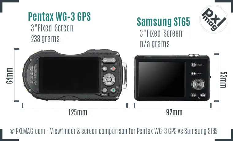 Pentax WG-3 GPS vs Samsung ST65 Screen and Viewfinder comparison