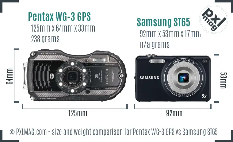 Pentax WG-3 GPS vs Samsung ST65 size comparison