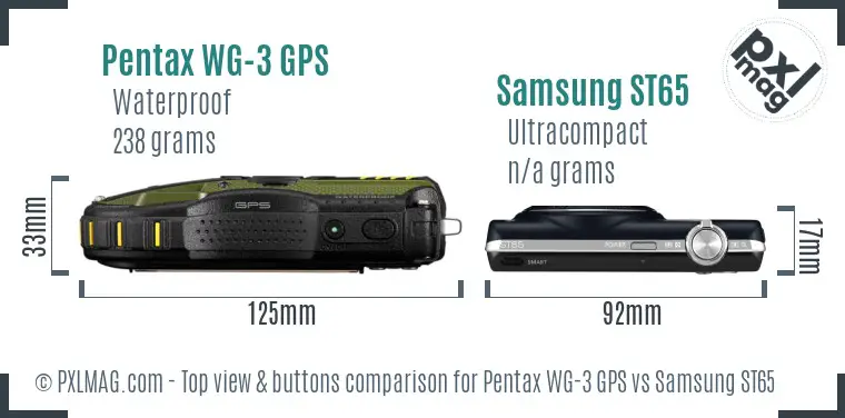 Pentax WG-3 GPS vs Samsung ST65 top view buttons comparison