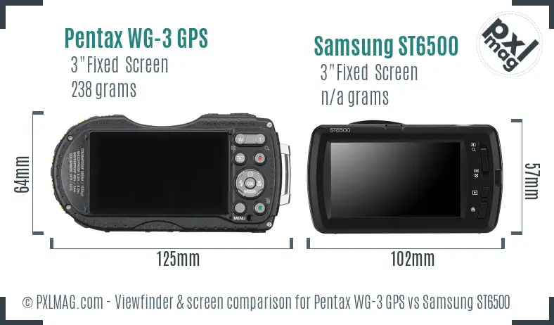 Pentax WG-3 GPS vs Samsung ST6500 Screen and Viewfinder comparison