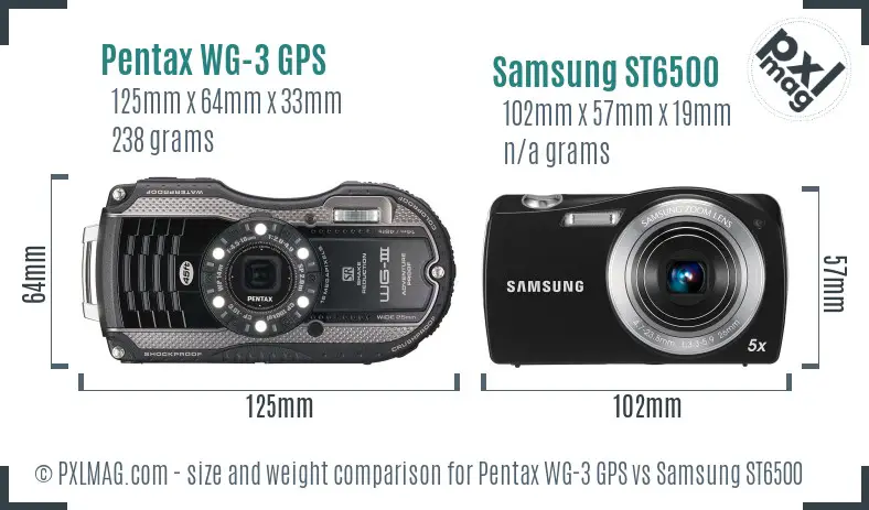 Pentax WG-3 GPS vs Samsung ST6500 size comparison