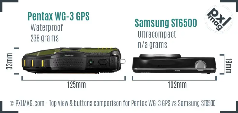 Pentax WG-3 GPS vs Samsung ST6500 top view buttons comparison