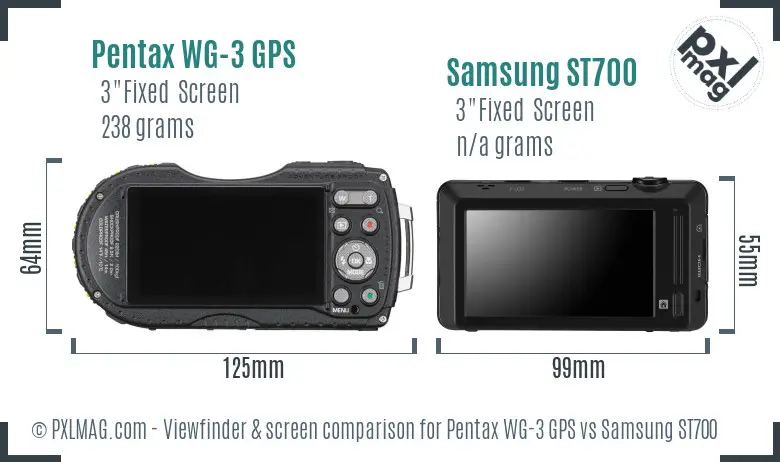 Pentax WG-3 GPS vs Samsung ST700 Screen and Viewfinder comparison