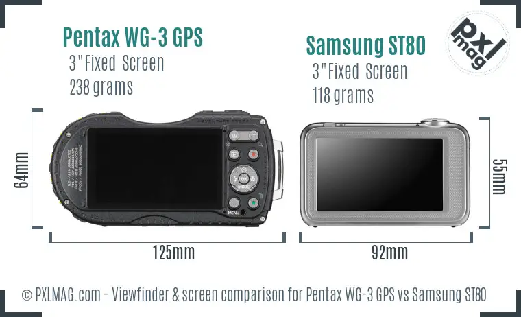 Pentax WG-3 GPS vs Samsung ST80 Screen and Viewfinder comparison