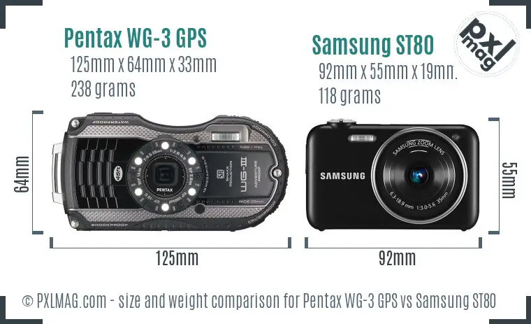 Pentax WG-3 GPS vs Samsung ST80 size comparison
