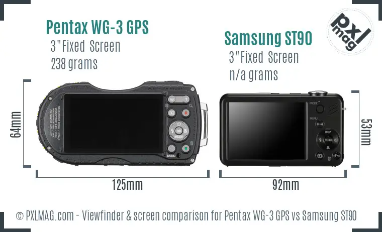 Pentax WG-3 GPS vs Samsung ST90 Screen and Viewfinder comparison
