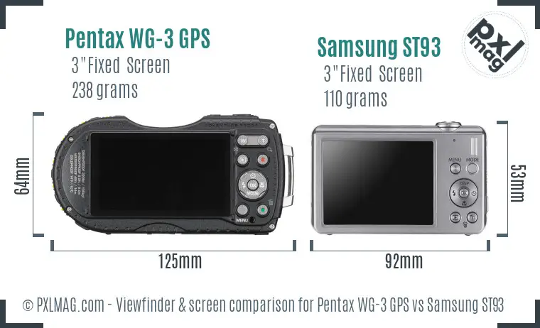 Pentax WG-3 GPS vs Samsung ST93 Screen and Viewfinder comparison