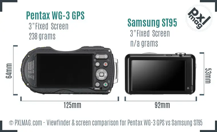 Pentax WG-3 GPS vs Samsung ST95 Screen and Viewfinder comparison