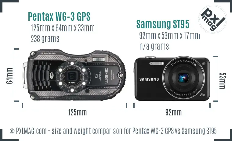 Pentax WG-3 GPS vs Samsung ST95 size comparison