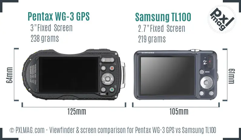 Pentax WG-3 GPS vs Samsung TL100 Screen and Viewfinder comparison