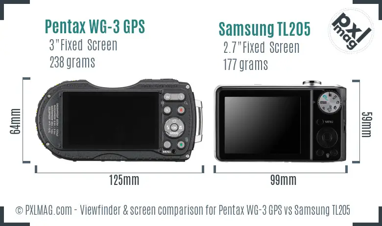 Pentax WG-3 GPS vs Samsung TL205 Screen and Viewfinder comparison