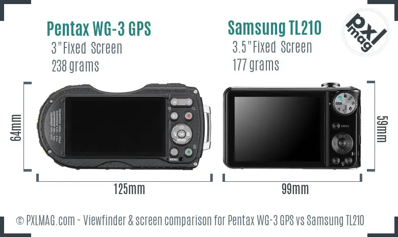 Pentax WG-3 GPS vs Samsung TL210 Screen and Viewfinder comparison