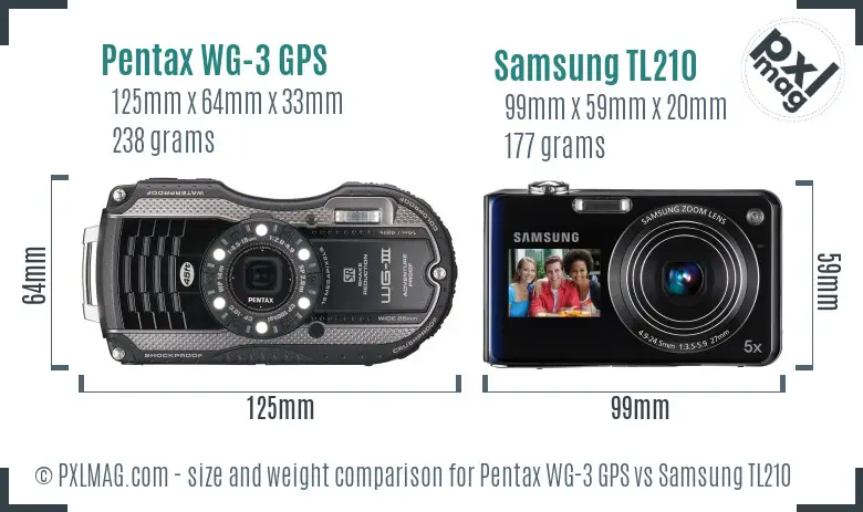 Pentax WG-3 GPS vs Samsung TL210 size comparison