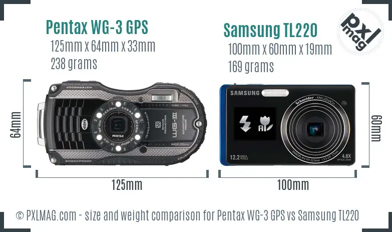 Pentax WG-3 GPS vs Samsung TL220 size comparison