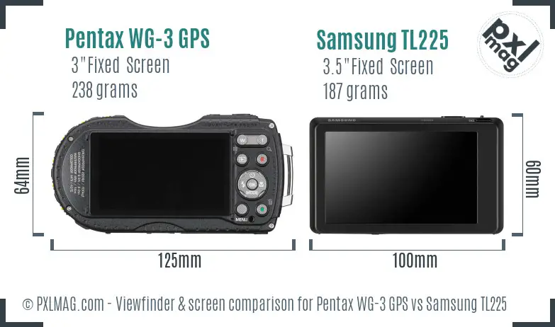 Pentax WG-3 GPS vs Samsung TL225 Screen and Viewfinder comparison