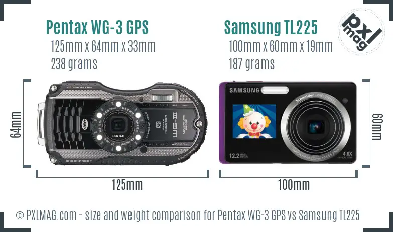 Pentax WG-3 GPS vs Samsung TL225 size comparison