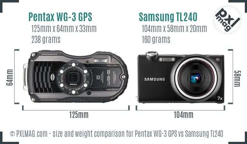 Pentax WG-3 GPS vs Samsung TL240 size comparison