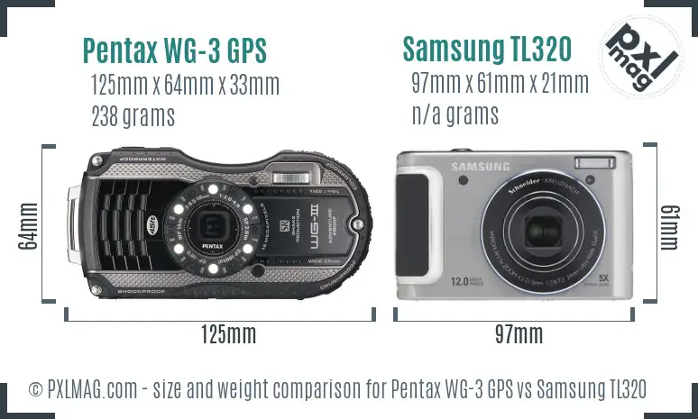 Pentax WG-3 GPS vs Samsung TL320 size comparison