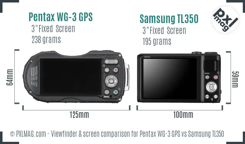 Pentax WG-3 GPS vs Samsung TL350 Screen and Viewfinder comparison