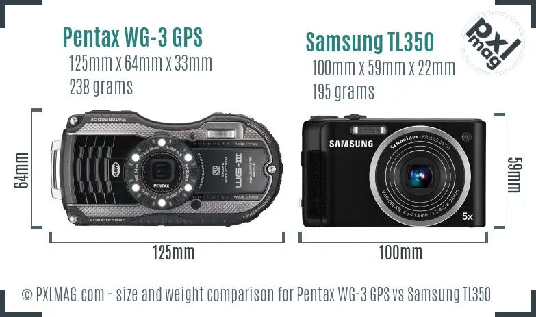 Pentax WG-3 GPS vs Samsung TL350 size comparison