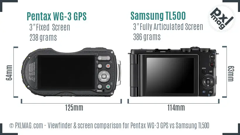 Pentax WG-3 GPS vs Samsung TL500 Screen and Viewfinder comparison