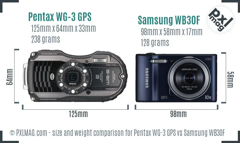 Pentax WG-3 GPS vs Samsung WB30F size comparison