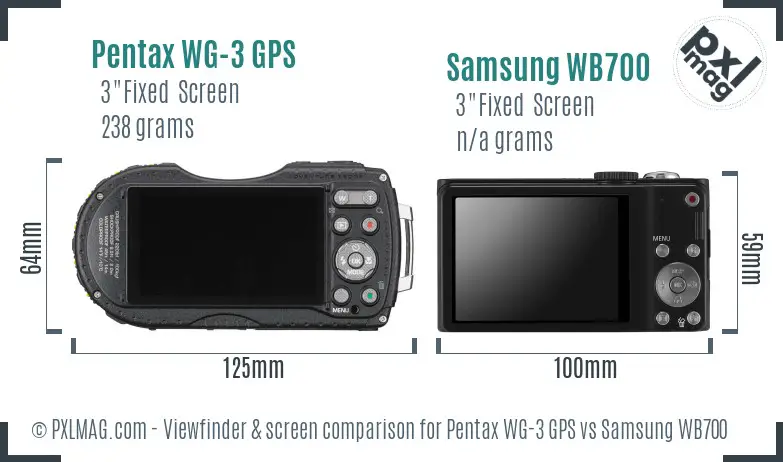 Pentax WG-3 GPS vs Samsung WB700 Screen and Viewfinder comparison