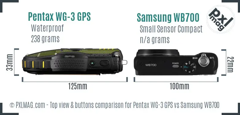 Pentax WG-3 GPS vs Samsung WB700 top view buttons comparison