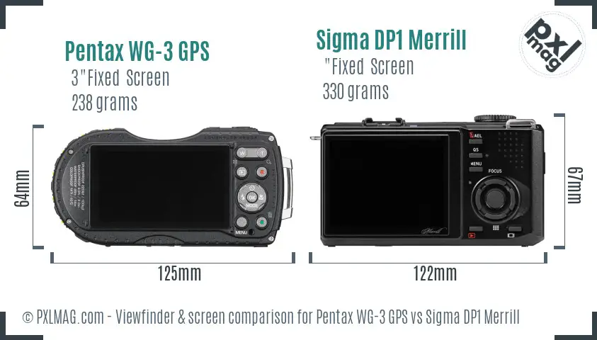 Pentax WG-3 GPS vs Sigma DP1 Merrill Screen and Viewfinder comparison