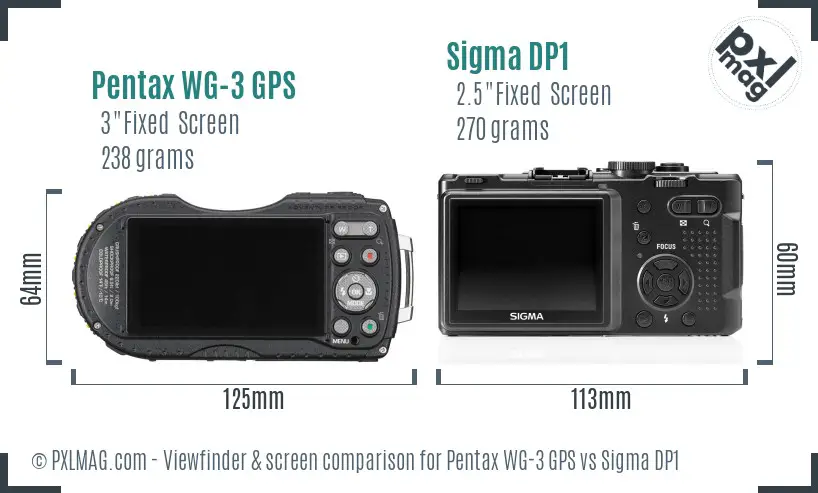 Pentax WG-3 GPS vs Sigma DP1 Screen and Viewfinder comparison