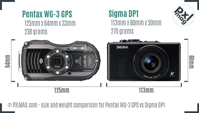Pentax WG-3 GPS vs Sigma DP1 size comparison