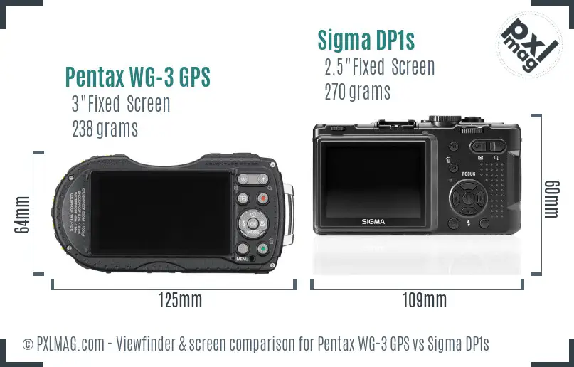 Pentax WG-3 GPS vs Sigma DP1s Screen and Viewfinder comparison