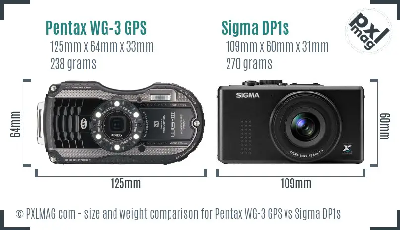 Pentax WG-3 GPS vs Sigma DP1s size comparison