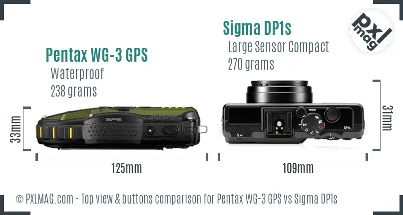 Pentax WG-3 GPS vs Sigma DP1s top view buttons comparison