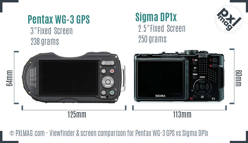 Pentax WG-3 GPS vs Sigma DP1x Screen and Viewfinder comparison