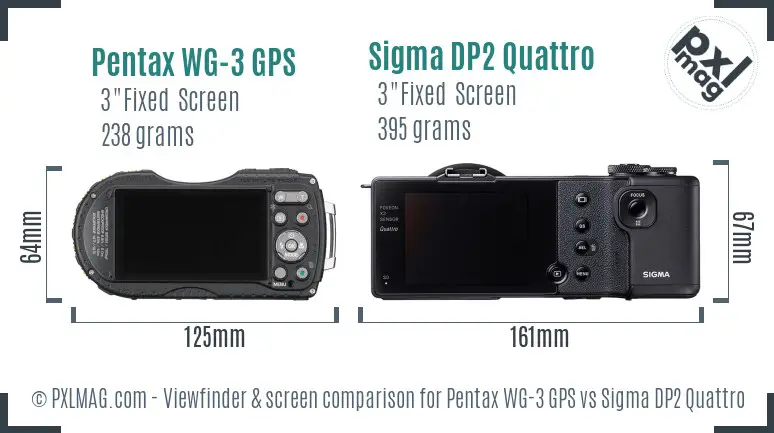Pentax WG-3 GPS vs Sigma DP2 Quattro Screen and Viewfinder comparison