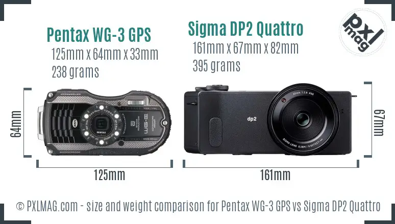 Pentax WG-3 GPS vs Sigma DP2 Quattro size comparison