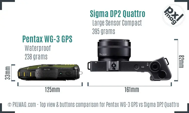 Pentax WG-3 GPS vs Sigma DP2 Quattro top view buttons comparison