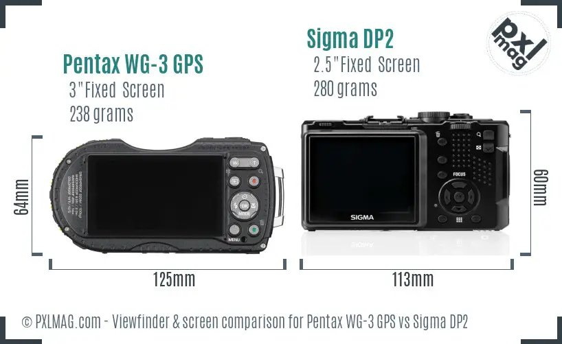 Pentax WG-3 GPS vs Sigma DP2 Screen and Viewfinder comparison