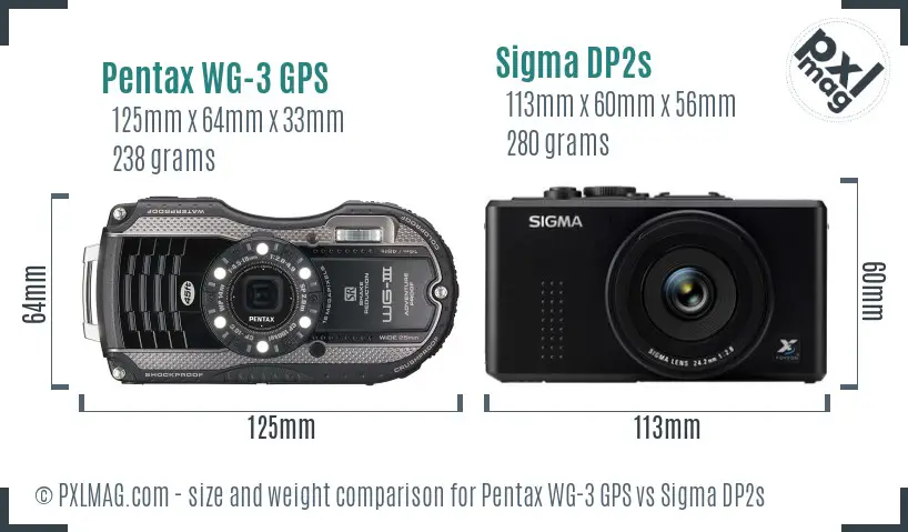 Pentax WG-3 GPS vs Sigma DP2s size comparison