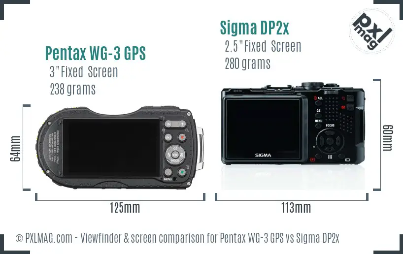 Pentax WG-3 GPS vs Sigma DP2x Screen and Viewfinder comparison