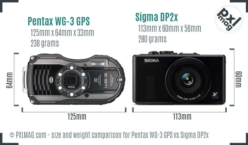 Pentax WG-3 GPS vs Sigma DP2x size comparison