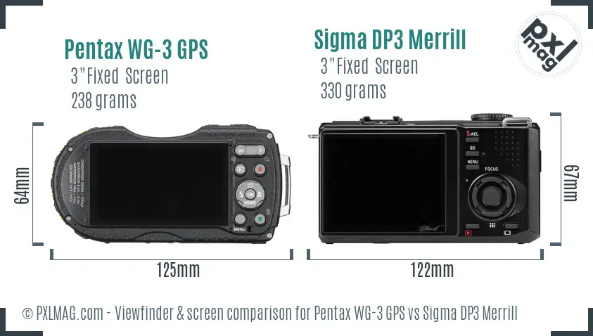 Pentax WG-3 GPS vs Sigma DP3 Merrill Screen and Viewfinder comparison