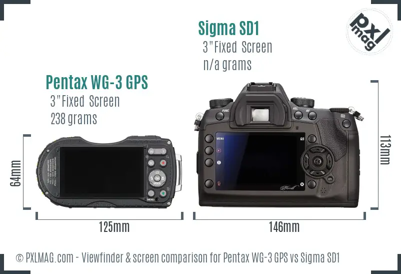 Pentax WG-3 GPS vs Sigma SD1 Screen and Viewfinder comparison Pentax WG-3 GPS vs Sigma SD1 Screen and Viewfinder comparison