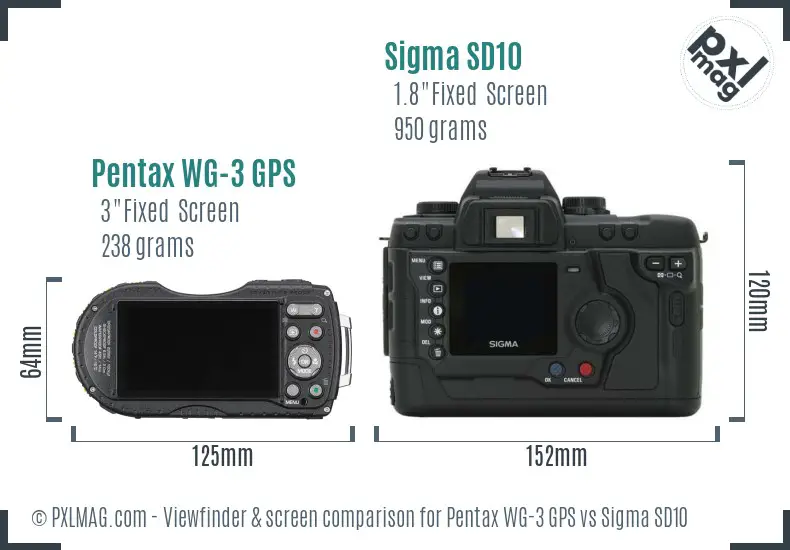 Pentax WG-3 GPS vs Sigma SD10 Screen and Viewfinder comparison